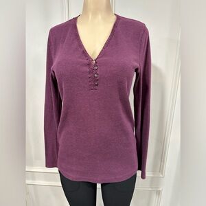 Eddie Bauer Womens Maroon Thermal Long Sleeve Shirt Size Large